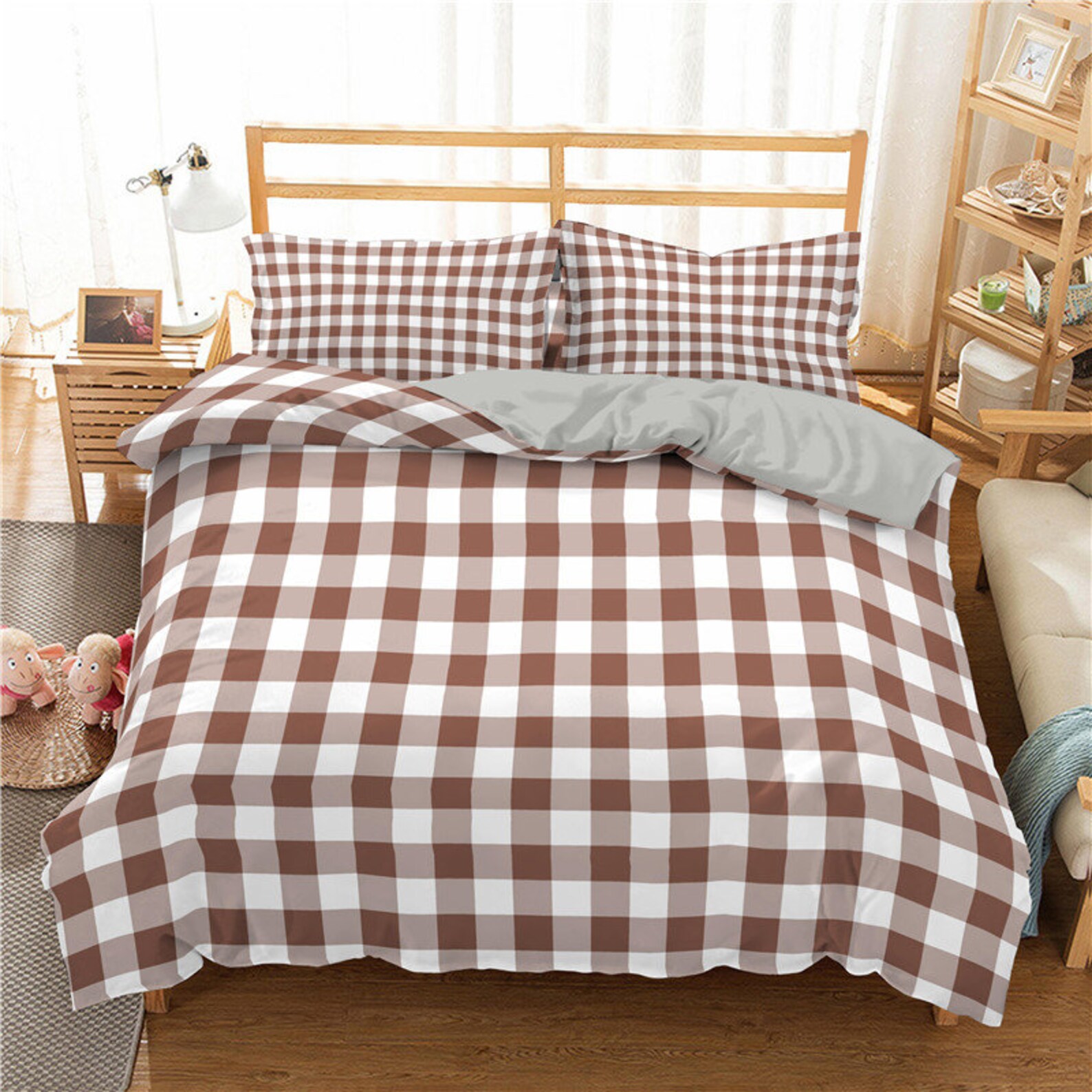 Farmhouse Checkered Bedding Set Modern Buffalo Plaid Square Etsy