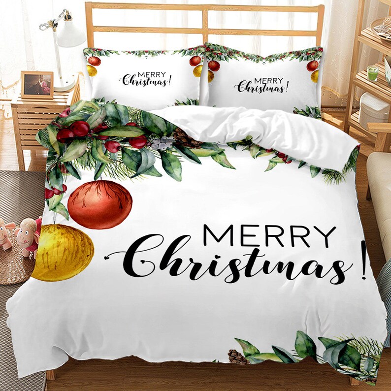 Christmas Duvet Cover Queen Size Kids Bedding Set Santa Claus Etsy