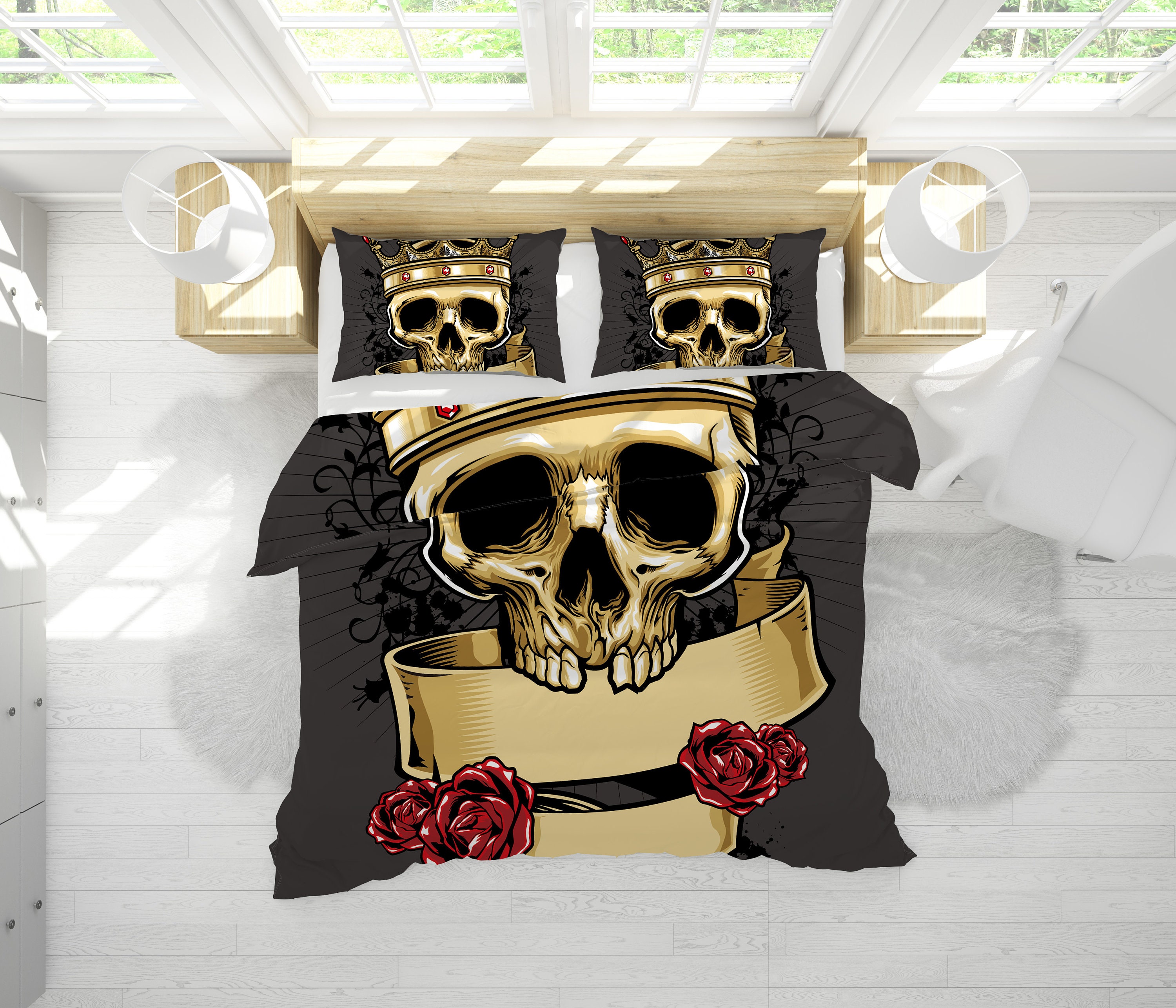 Discover Sugar Skull Bedding Comforter Cover Set Gothic Bedding Sets