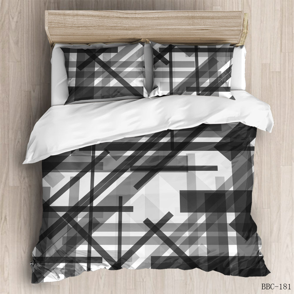 Comforter Cover Queen White Black and Grey Geometric Triangle Etsy