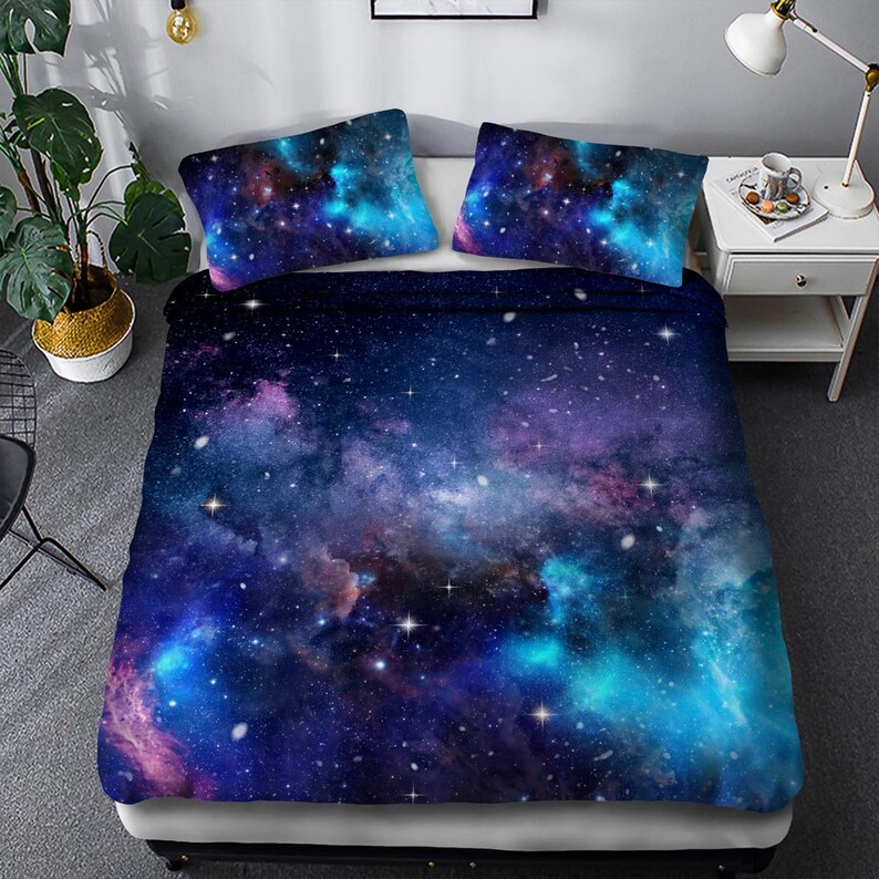 Galaxy Printed Duvet Cover Twin Size Universe Decor Bedding Etsy