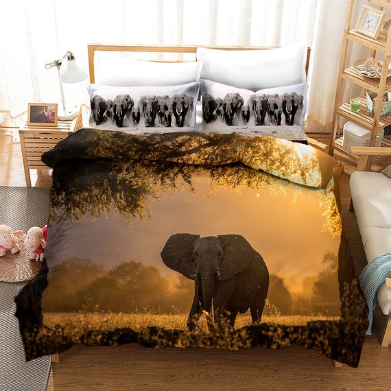 Set de ropa de cama elefante 3D elefante impresión - Etsy España