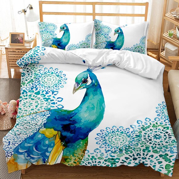 Peacock Decor Duvet Cover Set Kids 