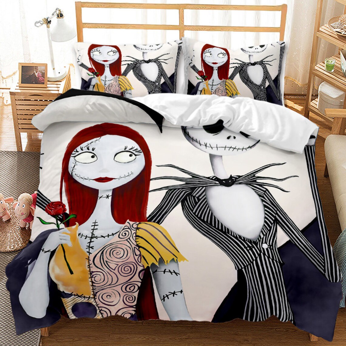 Nightmare before christmas bedding set king size halloween etsy