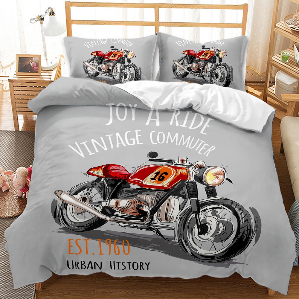 Dirt Bike Bedding Motorcycle Duvet Cover Set Boys Motorbike Etsy