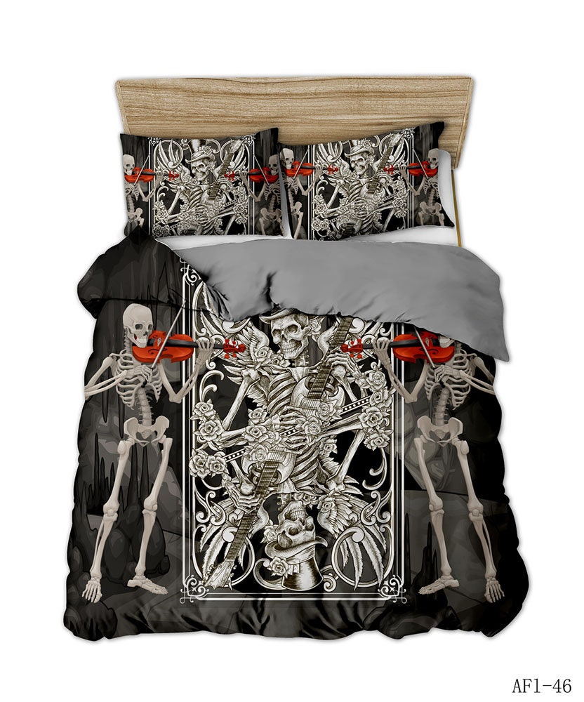 Discover Skull Fire Duvet Cover Set 3 Pieces Skeleton Bedding Sets