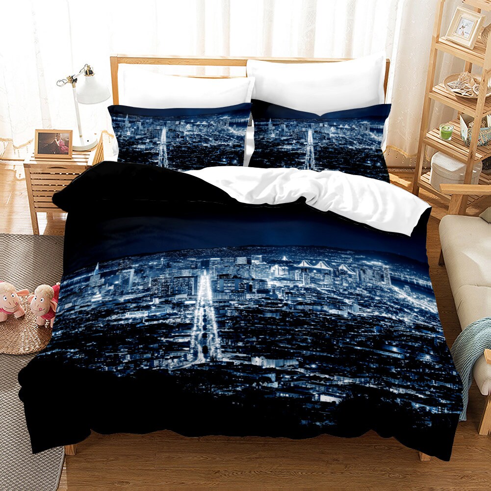 City Duvet Cover Set Dramatic View of New York Skyline from Etsy