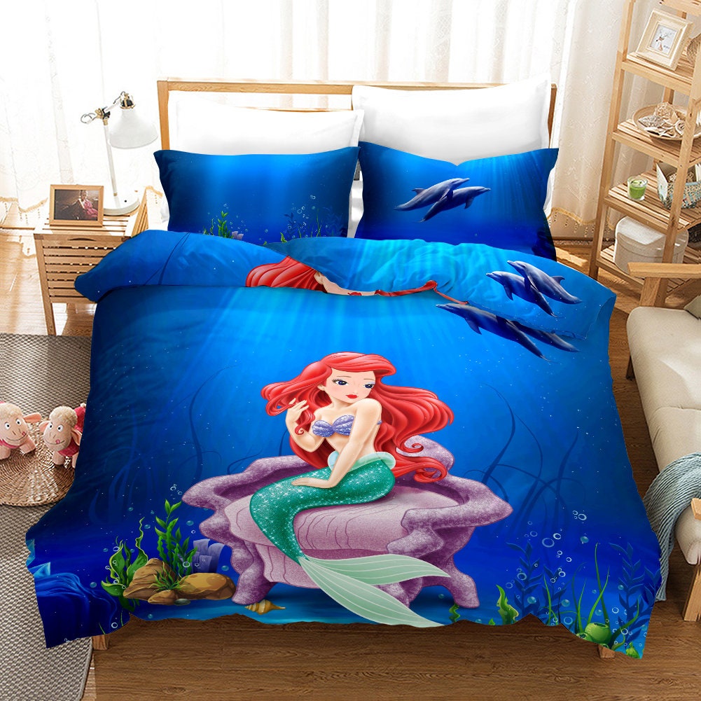 3D Mermaid Bedding Set/ Kids Girls Ladies Duvet Cover Set-Single/Double/King 