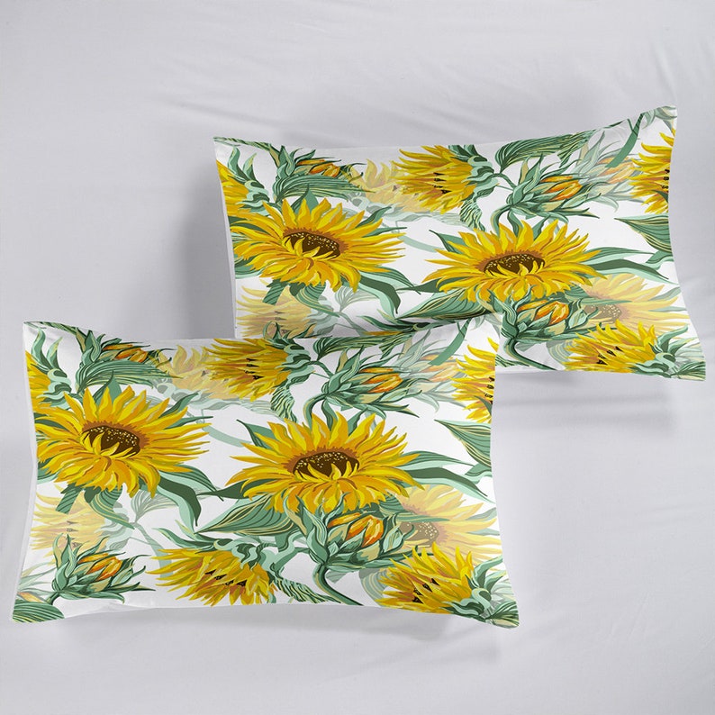 Romantic Flowers Duvet Cover Queen Sunflower Decor Adult Etsy