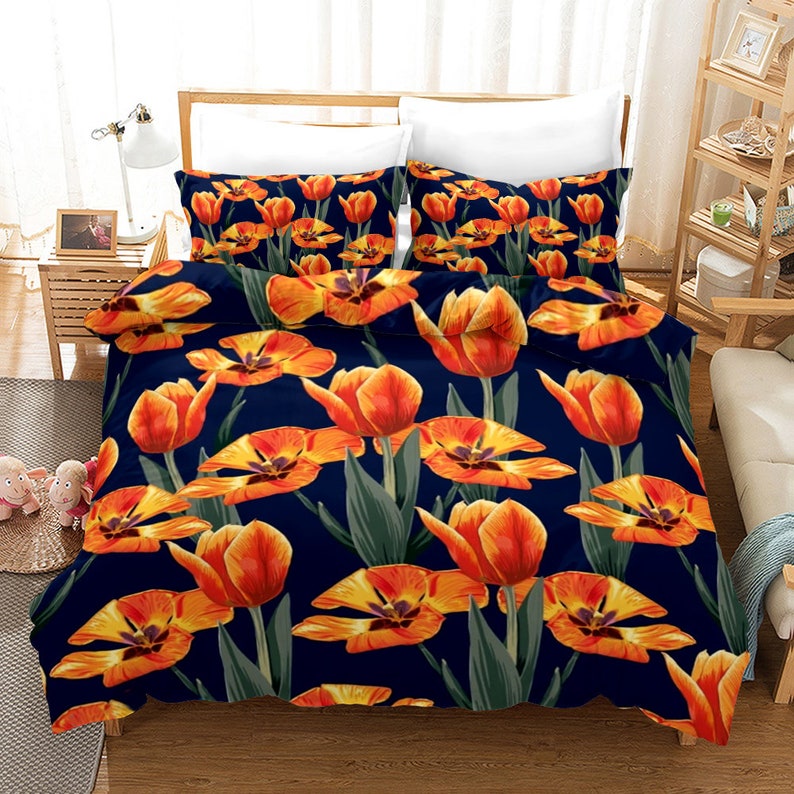 Flower Duvet Cover 3pc Set Soft & Comfortable Reversible Boho Etsy