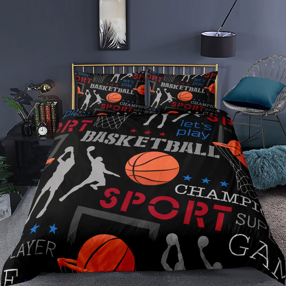 3D Basketball Bedding Set Full Sports Comforter Duvet Cover Etsy