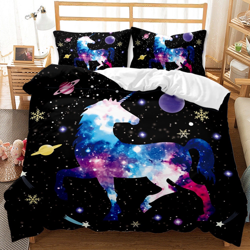 Girls Unicorn Bedding Set Queen Size Girls Duvet Cover Cute Etsy