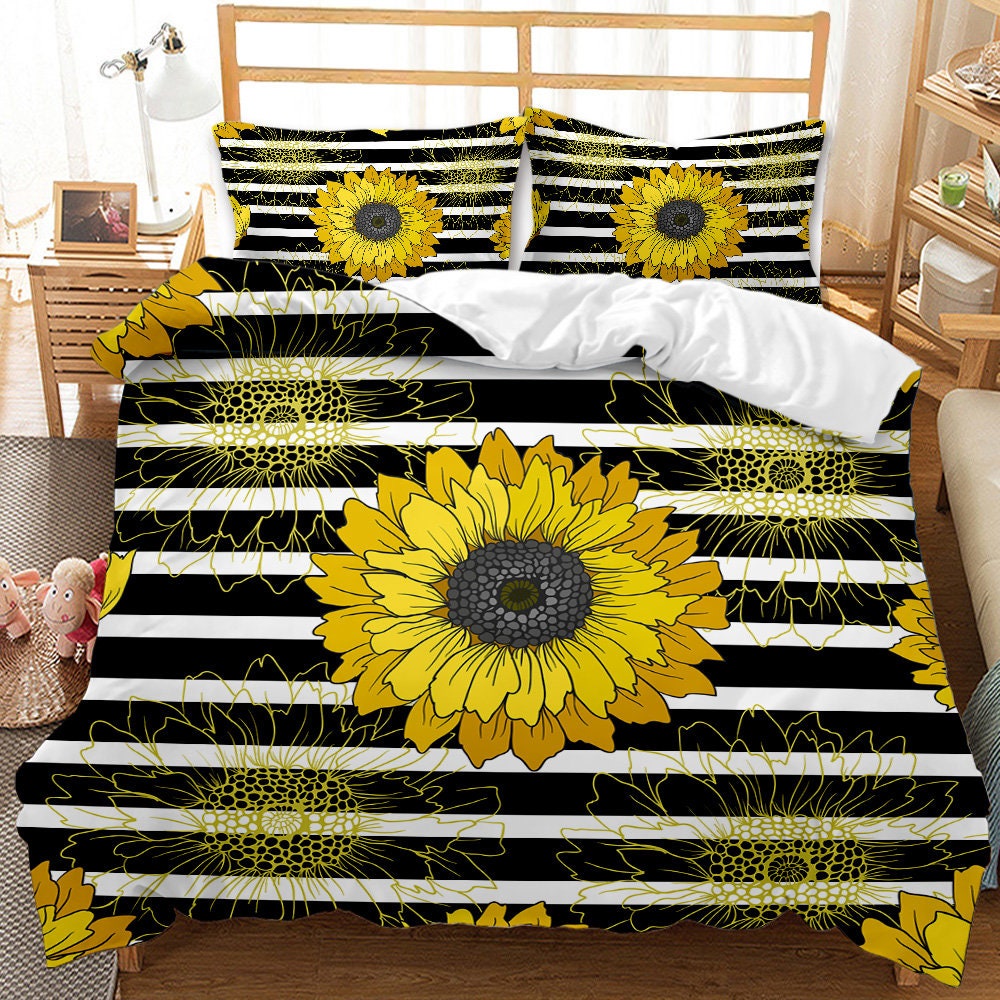 yellow black comforter set