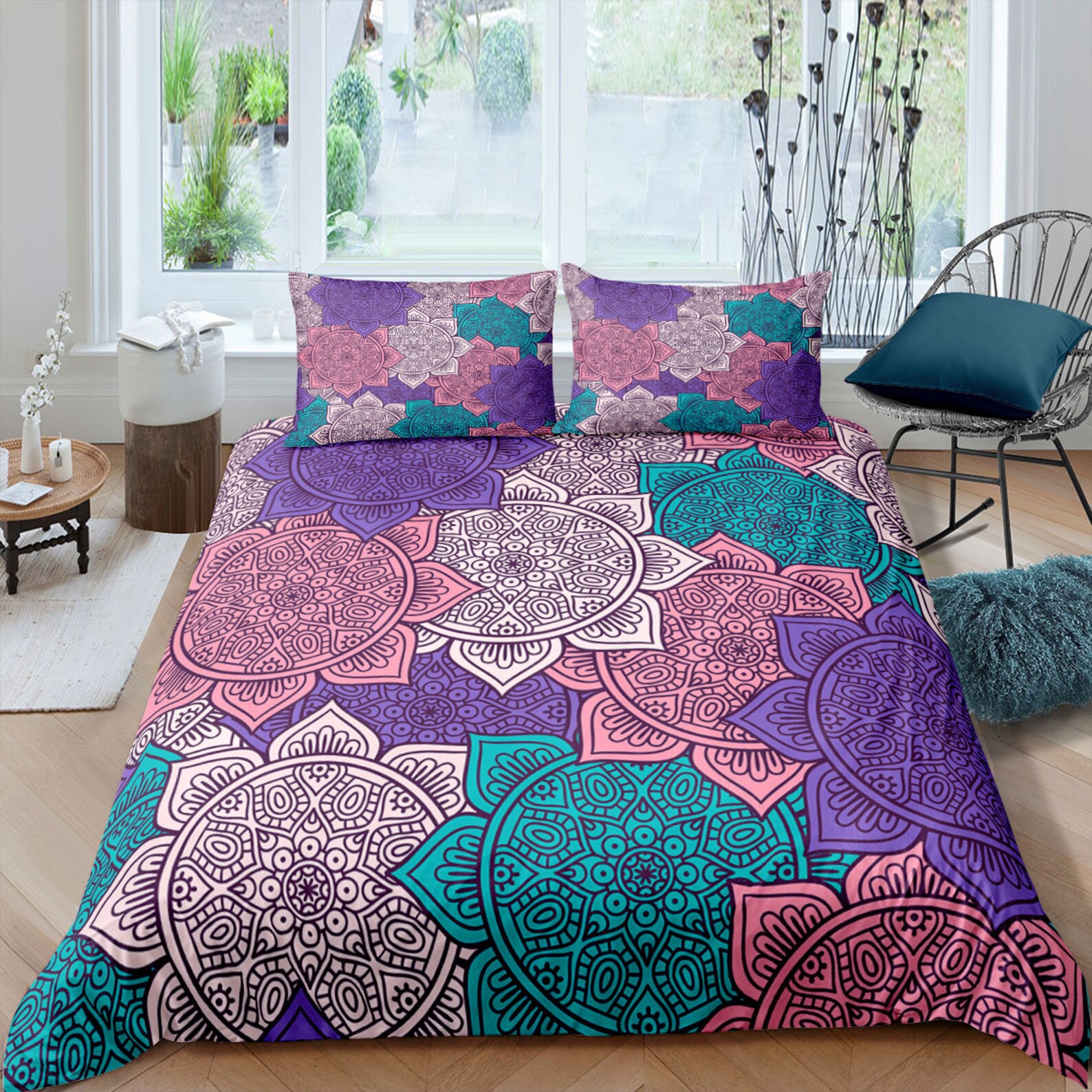 Ethnic Duvet Cover Setfloral Ornament Round Mandala Paisley Etsy