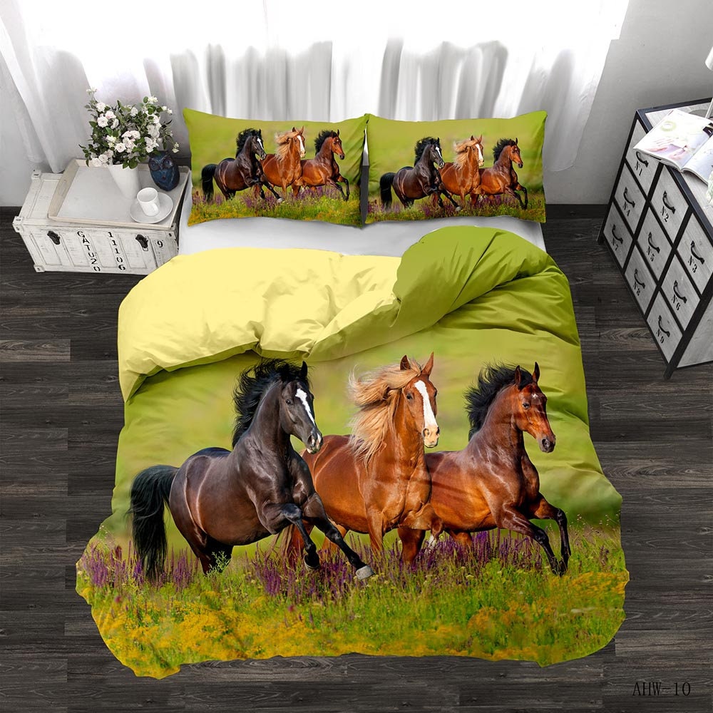 Horse Comforter Cover Twin Size Brown Horse Printed Bedding Etsy UK