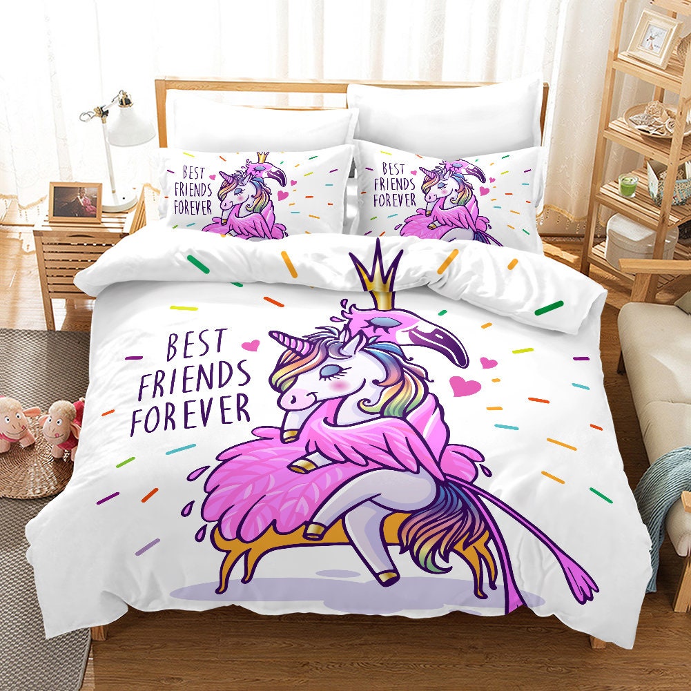 Girls Unicorn Bedding Set Full Size Girls Duvet Cover Cute Etsy