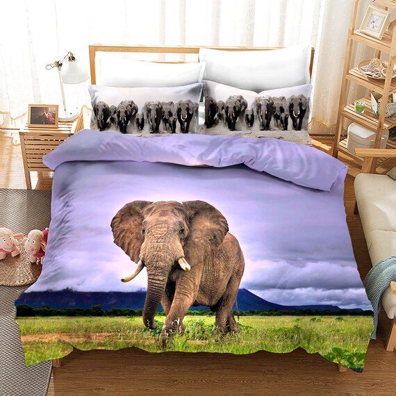 3D Elephant Bedding Set Queen Size Wild Herd of Elephants with Etsy