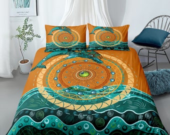 Dolphin Rose Bedding Set Girls Adult Full Fish Cartoon Dolphin Comforter Cover for Boys Girls Flower Fish Beauty Duvet Cover Breathable Bedspread Cover Room Decor Bedclothes 3pcs Bedding Set