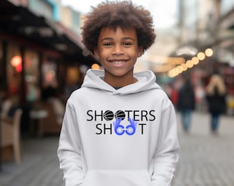 Sudadera con capucha de baloncesto juvenil Shooters Shoot Graphic, regalo perfecto para niños, sudadera con capucha para niños, camisetas deportivas, baloncesto