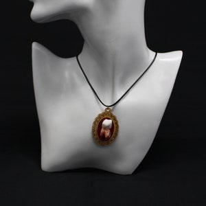 Victorian Human Tooth Pendant Necklace- Red