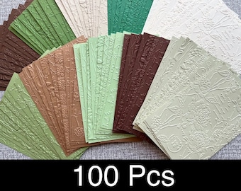 100 Pcs, Embossed Cardstock, Neutral Shades Card Toppers, Earth Tones, Card Making, Junk Journaling Paper, Assorted Paper, Scrapbooking