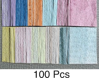 100 Pcs, Hand Dyed Embossed Paper,Junk Journaling Paper, Craft Paper, Assorted Paper, Scrapbooking