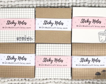 Kraft or White Sticky Note, Grid Sticky Note, Memo Pad