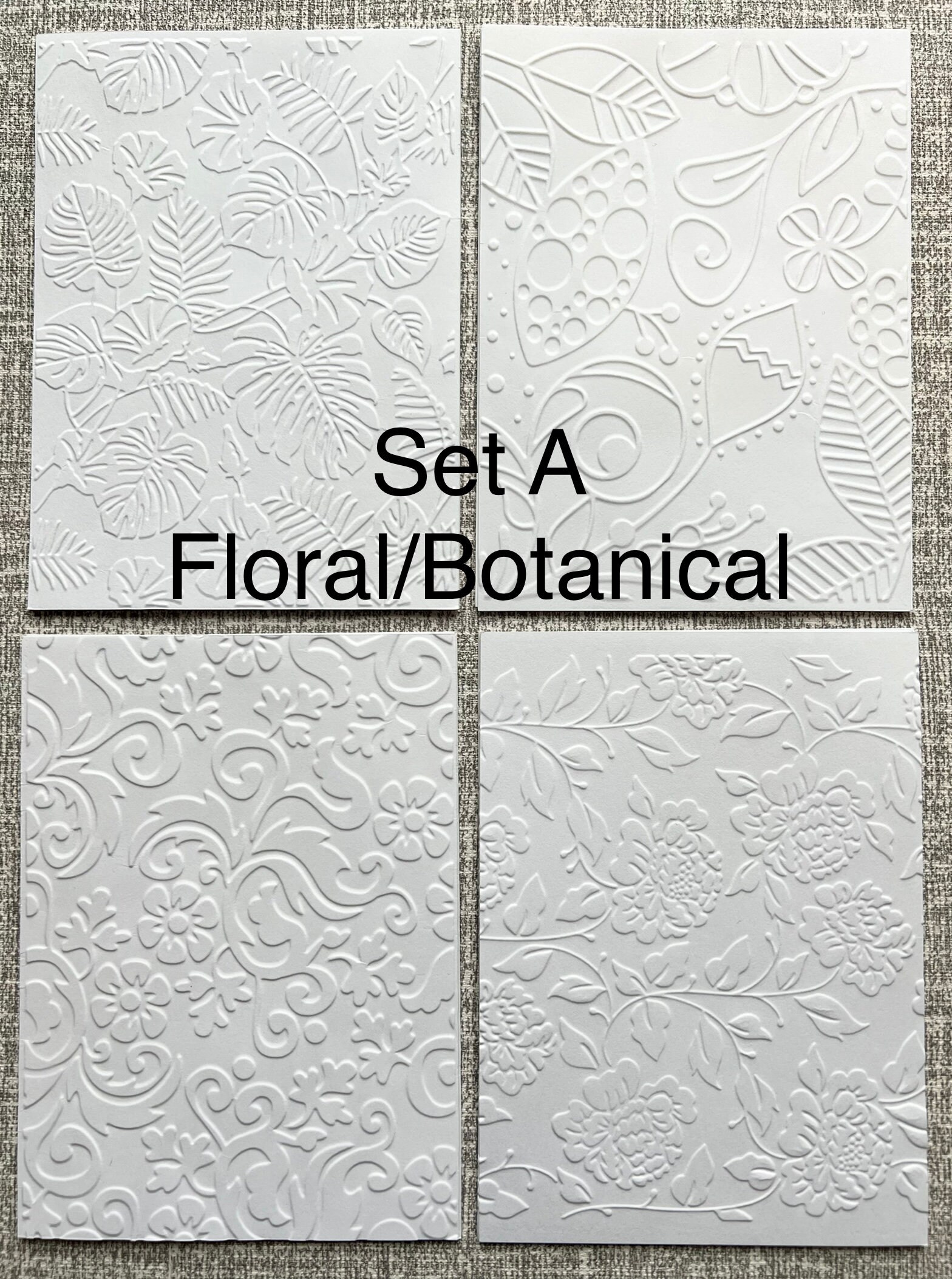 Cardstock Front 50 White Embossed Cardstock, Card Fronts, Floral, Botanical, Card ...