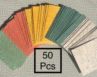 50 Pcs Embossed Cardstock, Card Toppers, Floral, Botanical, Card Making, Junk Journal Paper, Background Paper, Scrapbooking