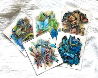 40 PC Butterfly Bird Dragonfly Stickers, Clear Stickers, Junk Journal, Planner Stickers, Scrapbook Stickers, Sticker Pack,