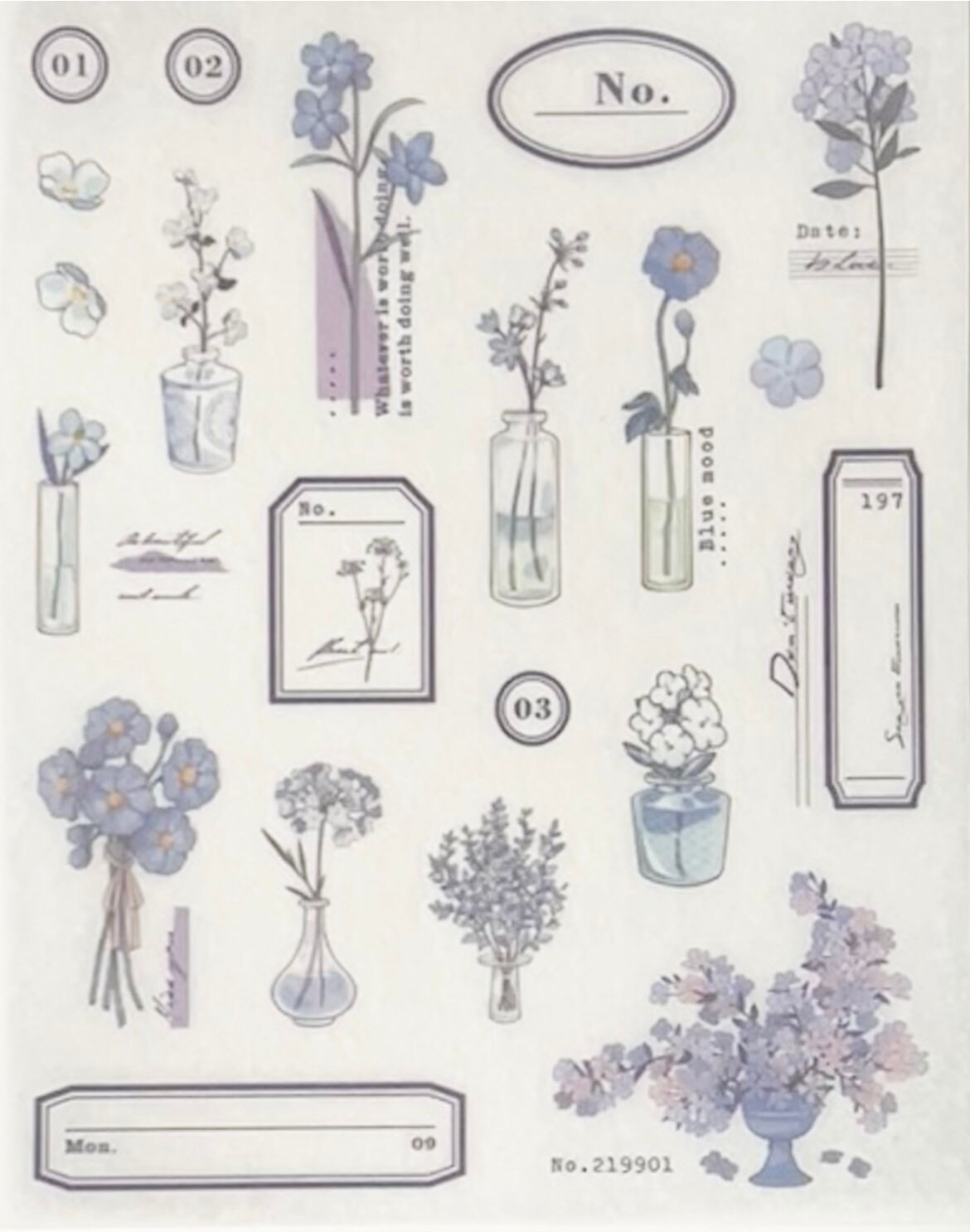Floral Washi Sticker Sheets, Journal Stickers, Planner Stickers ...