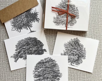 Tree Note Cards, Nature, A2 Assorted Cards, Handmade Cards With Envelopes, Minimalist Cards, Greeting Cards 4.25x5.5, Set of 12
