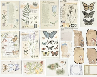 100 Pcs Assorted Botanical Journal Ephemera, Junk Journal Papers, Journal Supplies, Scrapbook Supplies, Stationery