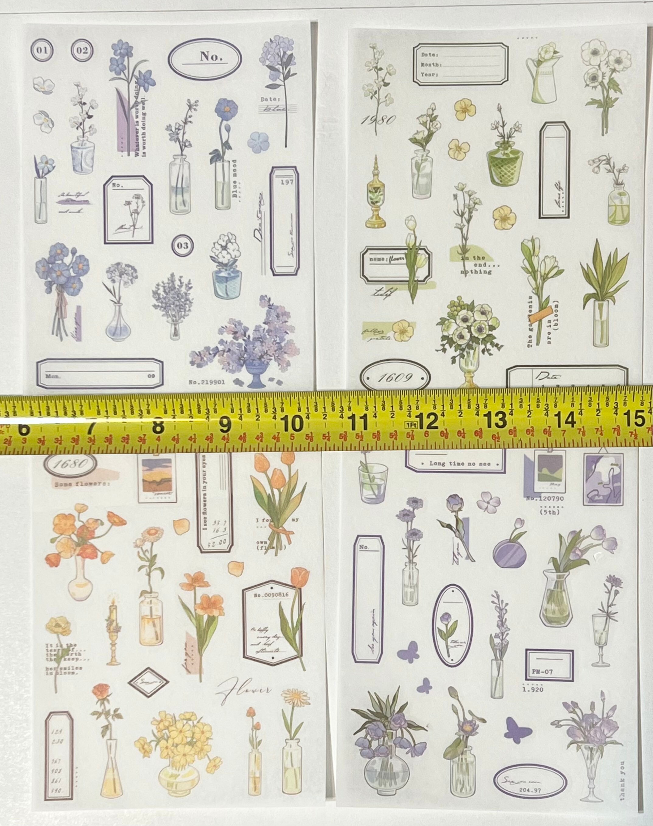 Floral Washi Sticker Sheets, Journal Stickers, Planner Stickers ...