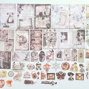 Junk Journal Ephemera, Assorted Junk Journal Papers, Journal Supplies, Scrapbook Supplies, Stationery 100 Pcs (QLT-155-087)