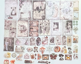 Junk Journal Ephemera, Assorted Junk Journal Papers, Journal Supplies, Scrapbook Supplies, Stationery 100 Pcs (QLT-155-087)