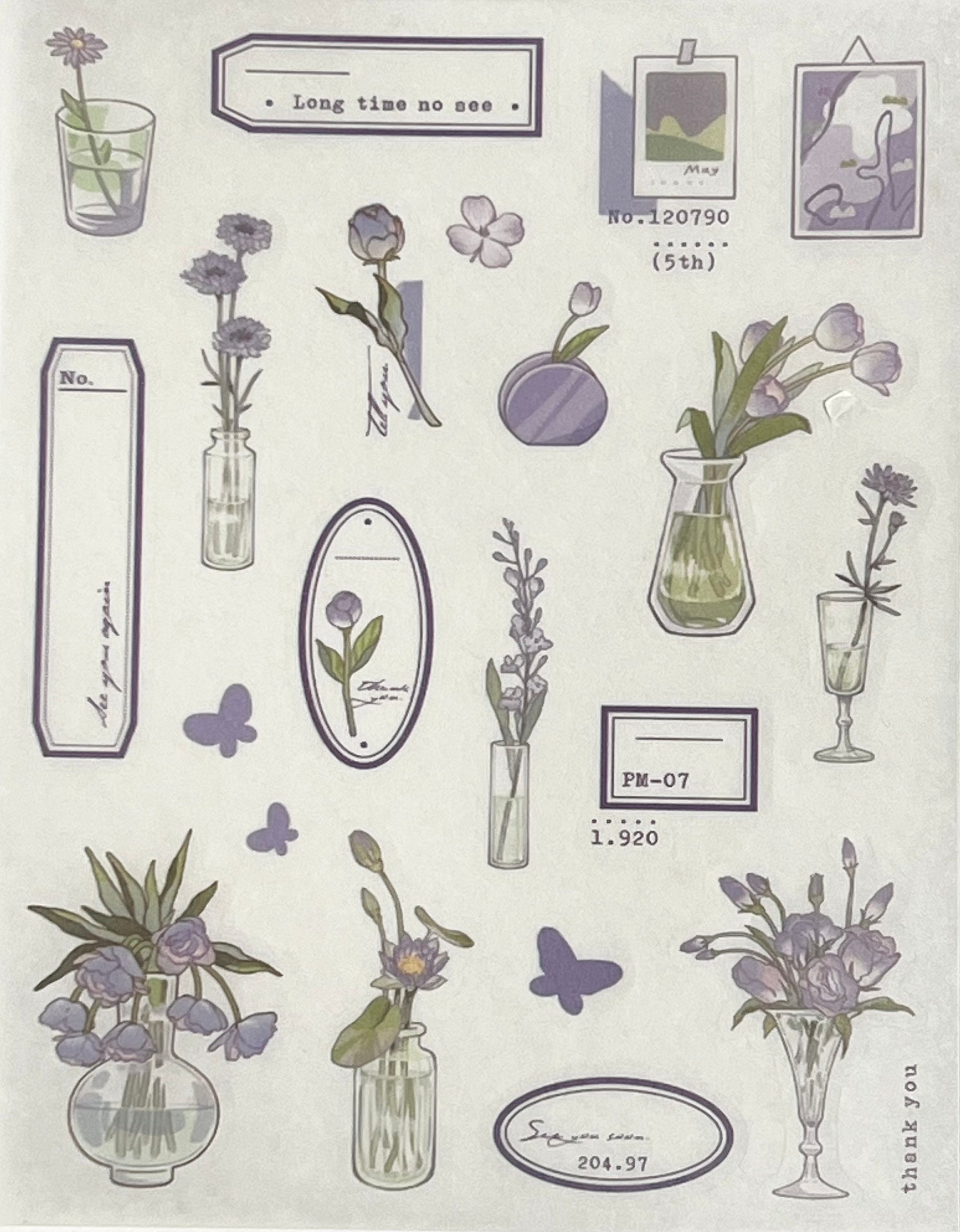 Floral Washi Sticker Sheets, Journal Stickers, Planner Stickers ...