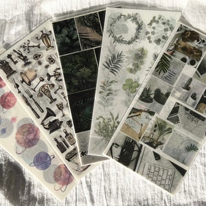 Cute Washi Stickers, Plant Stickers, Vintage Stickers, Celestial Stickers, Photography Stickers, Journal Stickers 3 Sticker Sheets