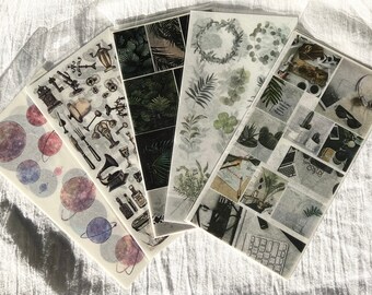 Cute Washi Stickers, Plant Stickers, Vintage Stickers, Celestial Stickers, Photography Stickers, Journal Stickers 3 Sticker Sheets
