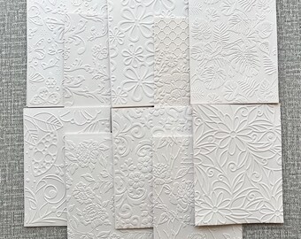50 Tea Stained/Dyed Embossed Cardstock, Card Fronts, Floral, Botanical, Card Making, Junk Journal Paper, Background Paper, Textured Paper