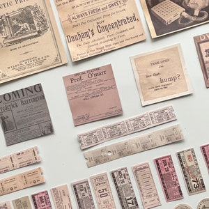 Vintage Style Ephemera, Tickets, Assorted Junk Journal Papers, Journal ...