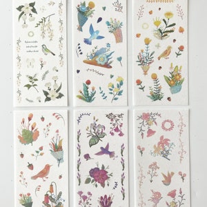 Floral Sticker Sheets, Washi Stickers, Journal Supplies, Sticker Ephemera, 6 Sheets (QLT50)