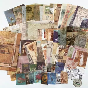 100 Pcs Vintage Style Junk Journal Ephemera, Mixed Paper Set, Journal Supplies, Scrapbook Supplies, Stationery (QLT-592-LOST-076)