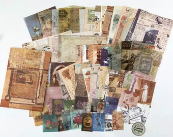 100 Pcs Vintage Style Junk Journal Ephemera, Mixed Paper Set, Journal Supplies, Scrapbook Supplies, Stationery (QLT-592-LOST-076)
