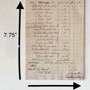 May include: A handwritten ledger page with a list of items and their prices. The page is dated 1833 and 1834. The items include a kitchen dresser, a garden barrow, a knife board, a baking board, a coal bucket, a shelf, a window, a jack handle, a table, a shelf in a nursing closet, a chimney board, a coffee kettle, and a pig trough. The total cost is &pound;4 110.