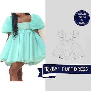 Puff Dress, Digital PDF Sewing Pattern, Downloadable Pattern