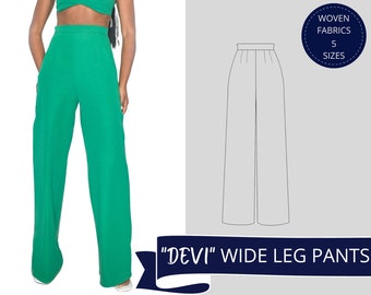 Wide Leg Pants Women, High Waist Trouser, Digital Sewing Pattern, Downloadable Pattern, Pdf, Trouser Pattern