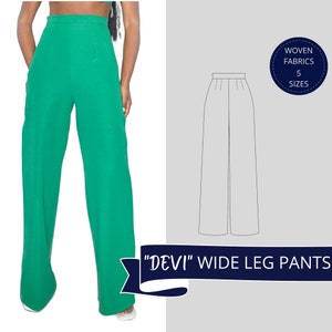 Wide Leg Pants Women, High Waist Trouser, Digital Sewing Pattern, Downloadable Pattern, Pdf, Trouser Pattern