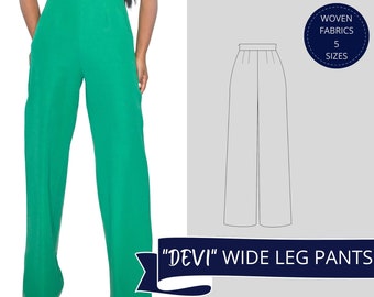Wide Leg Pants Women, High Waist Trouser, Digital Sewing Pattern, Downloadable Pattern, Pdf, Trouser Pattern
