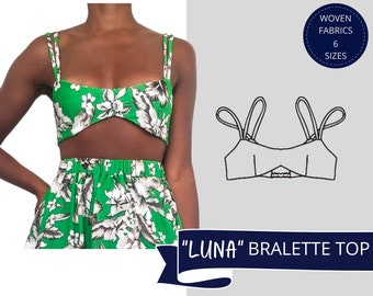 Bralette,  Crop Top Pattern, Pdf Top Pattern, Digital Sewing Pattern, Downloadable Pattern, Crop Top Bralette